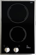 Summit CR2B12ST 12' Wide 115V 2-Burner Radiant Cooktop, Black Ceramic Glass, 1400W, ADA Compliant, Safety Heat Indicator, Easy to Clean, Cord Included, Hotel Suites, Extended Stay, Apartments, House