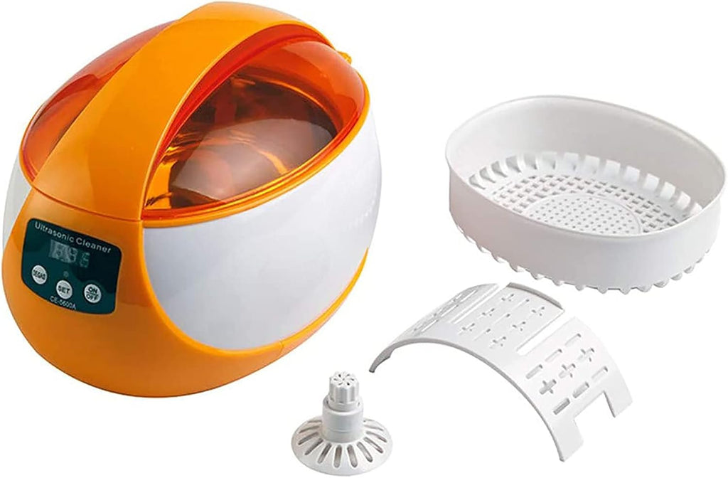 Gaone Digital Ultrasonic Jewelry Cleaning Device Small Household Multifunction Cleaner Stainless Steel Ultrasonic Bathroom Washing Machine Cleaning Tools,Orange