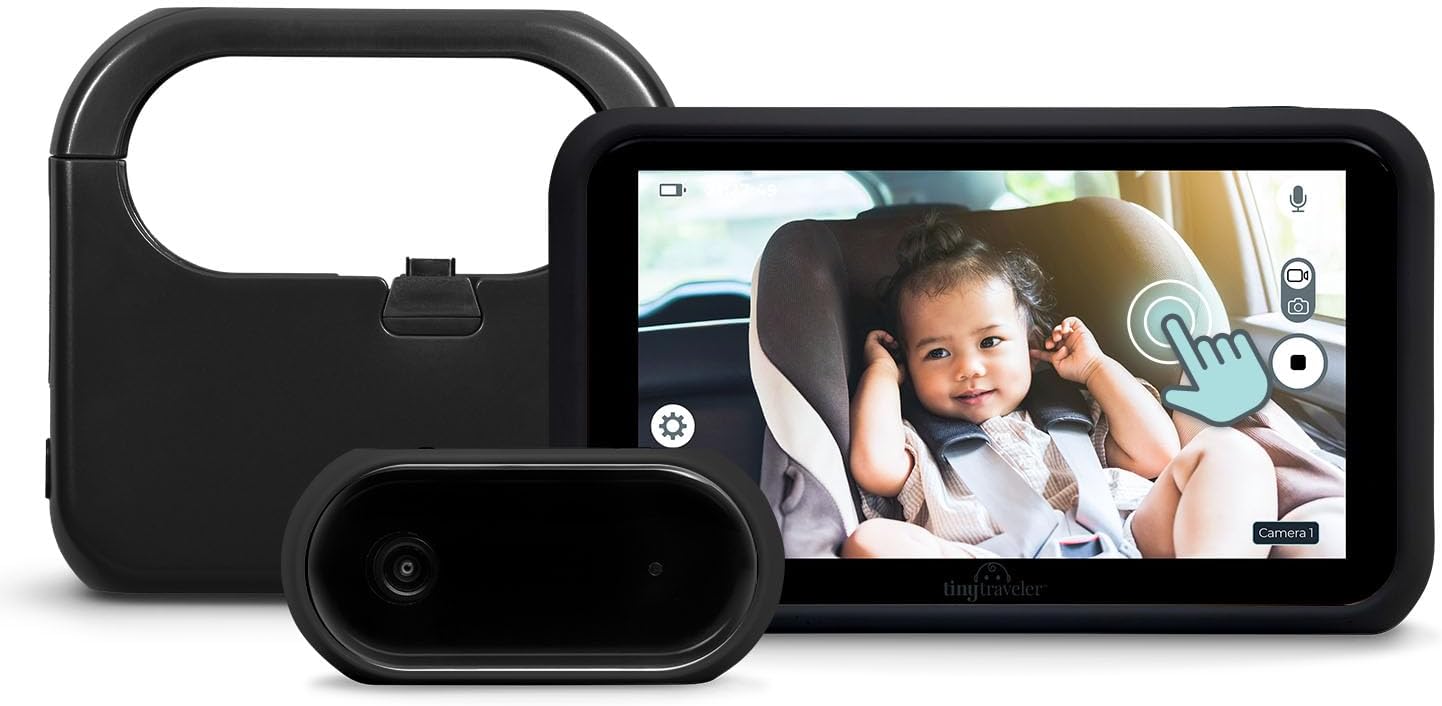 Tiny Traveler Baby Monitor - Tiny Wireless Basic Kit (TT002PBB) with Power Bank - Wireless Baby Car Monitor Camera, 8 Hours Power Bank, Night Vision, Video Record & Share, 5' Touchscreen LCD - Black