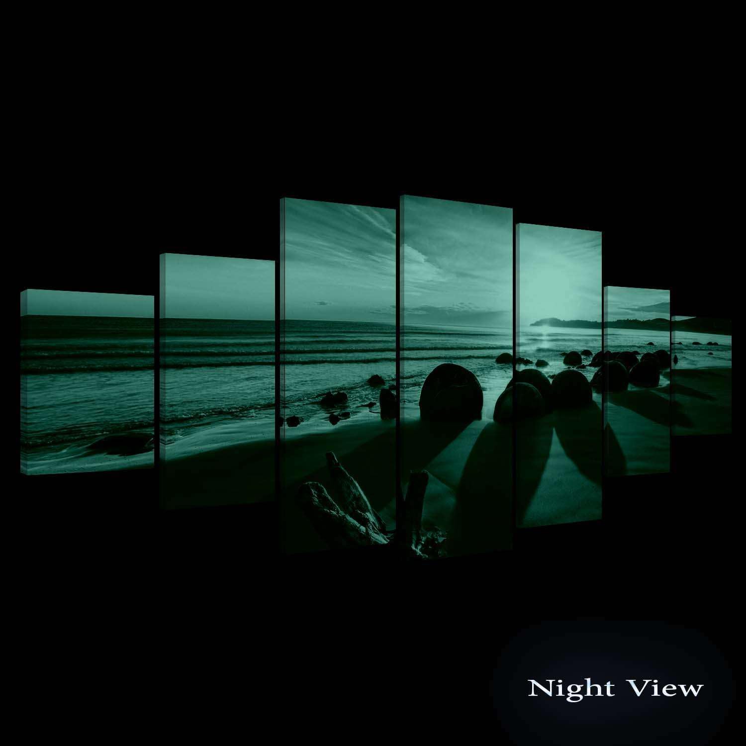 Startonight Huge Canvas Wall Art Beautiful Sunrise At The Beach - Large Framed Set of 7 40' x 95'