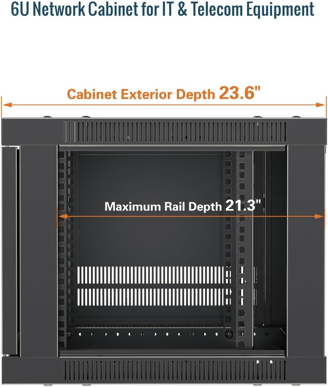 Tecmojo 6U Wall Mount Rack Cabinet, Heavy-Duty 176 Lbs High Load Capacity, 19' Enclosed Server Network Rack with Mesh Door, 23.6' Deep – Elite Collection