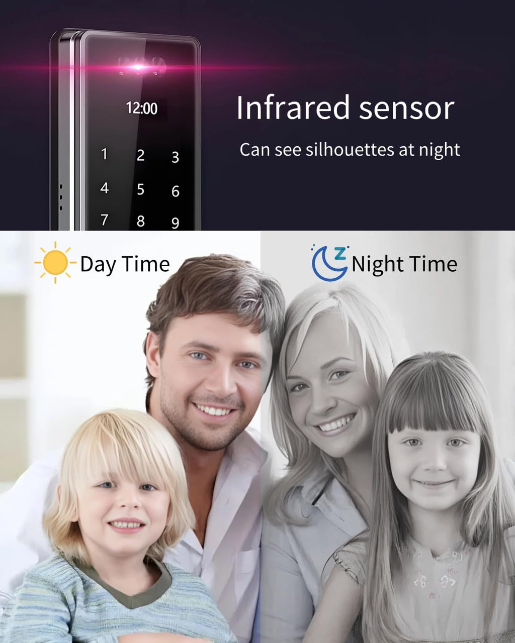 3D Face Recognition Door Lock with Lockbody, Video Smart Lock with Camera&Doorbell, Front Door Keyless Entry Lock, WiFi&Tuya APP Control/Fingerprint/IC Card/Password/Keys