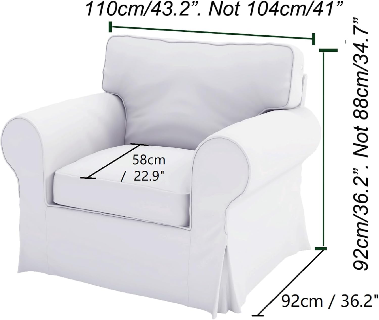 Heavy Duty UPPLAND (Not EKTORP) Sofa Cover Replacement Compatible with IKEA UPPLAND 3 Seat Sofa, Loveseat, Armchair, Sectional Corner, or Footstool Slipcover Only (Uppland Chair Cotton Blue)