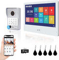 Wired Video Door Phone Apartment Intercom System,WiFi 10 Inch Touch Monitor 1080P Doorbell Camera,Supporting 5 in 1 Unlcking,Motion Detecting,RFID Card Unlocking for Home Tuya,32G