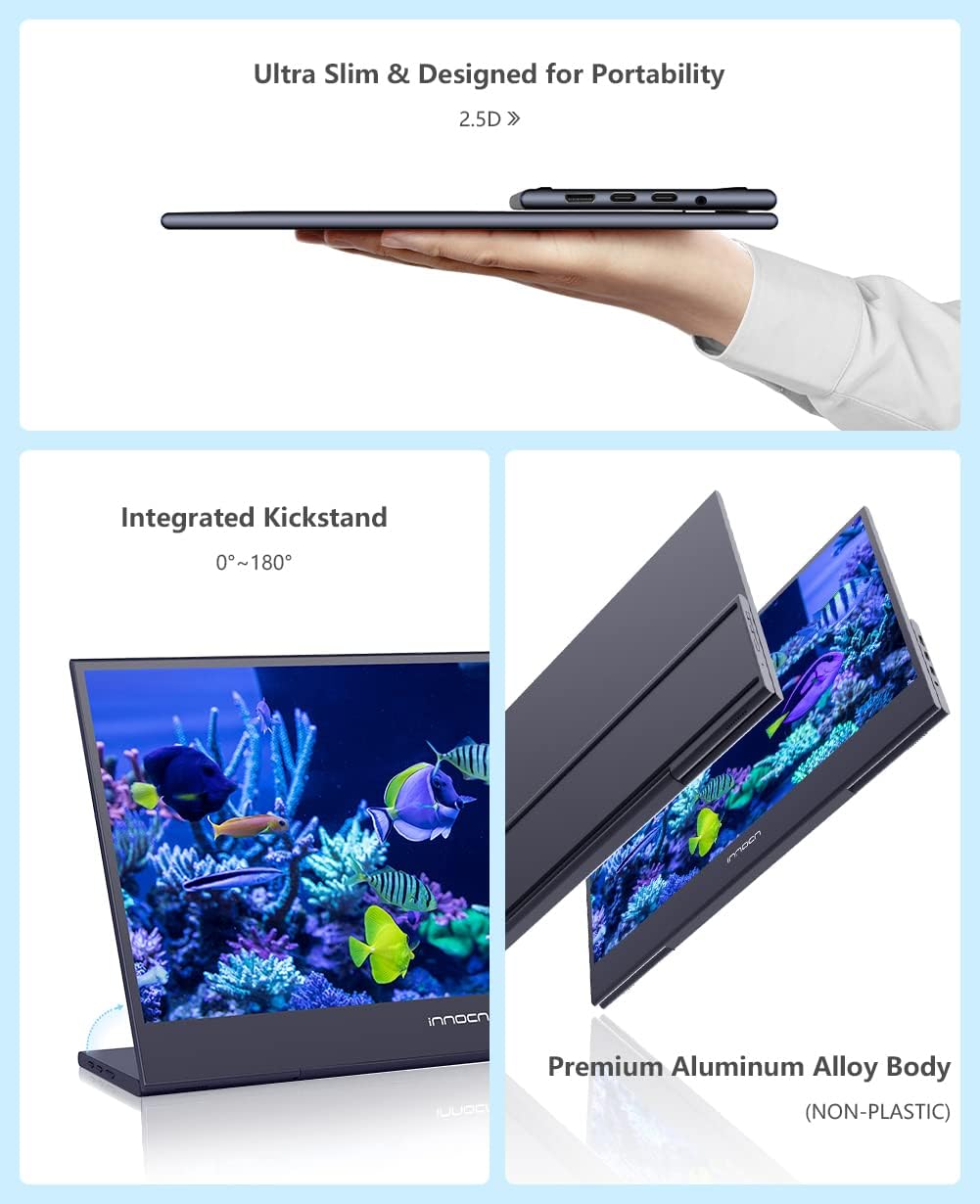 INNOCN 15.6' 4K Portable Monitor Touchscreen 3840 x 2160 USB C HDMI External Gaming Monitor Second Computer Screen Travel Portable Monitor for Laptop w/Kickstand