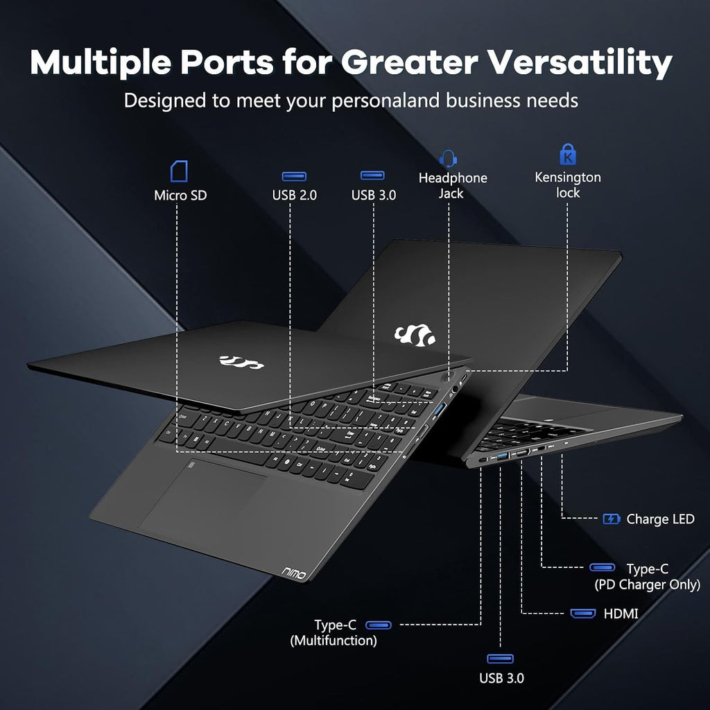 NIMO 15.6' FHD-IPS-Laptop Intel 8 Cores i5-12450H (Up to 4.4GHz, Beat i7-11800H), 8GB RAM 256GB SSD 100W PD Type-C Fingerprint, 2yr Warranty for Professionals & Students Office, Study & Travel