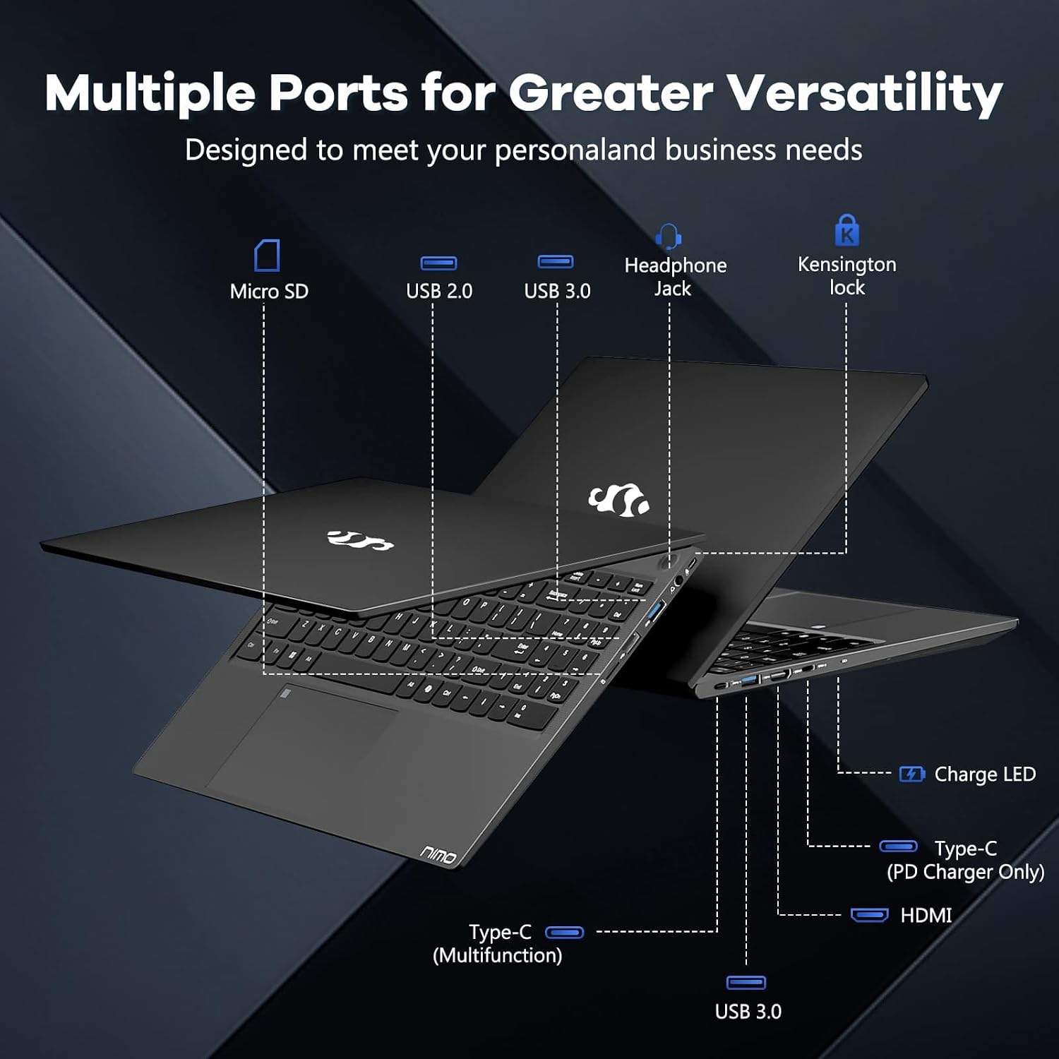 NIMO 15.6' FHD-IPS-Laptop Intel 8 Cores i5-12450H (Up to 4.4GHz, Beat i7-11800H), 8GB RAM 256GB SSD 100W PD Type-C Fingerprint, 2yr Warranty for Professionals & Students Office, Study & Travel