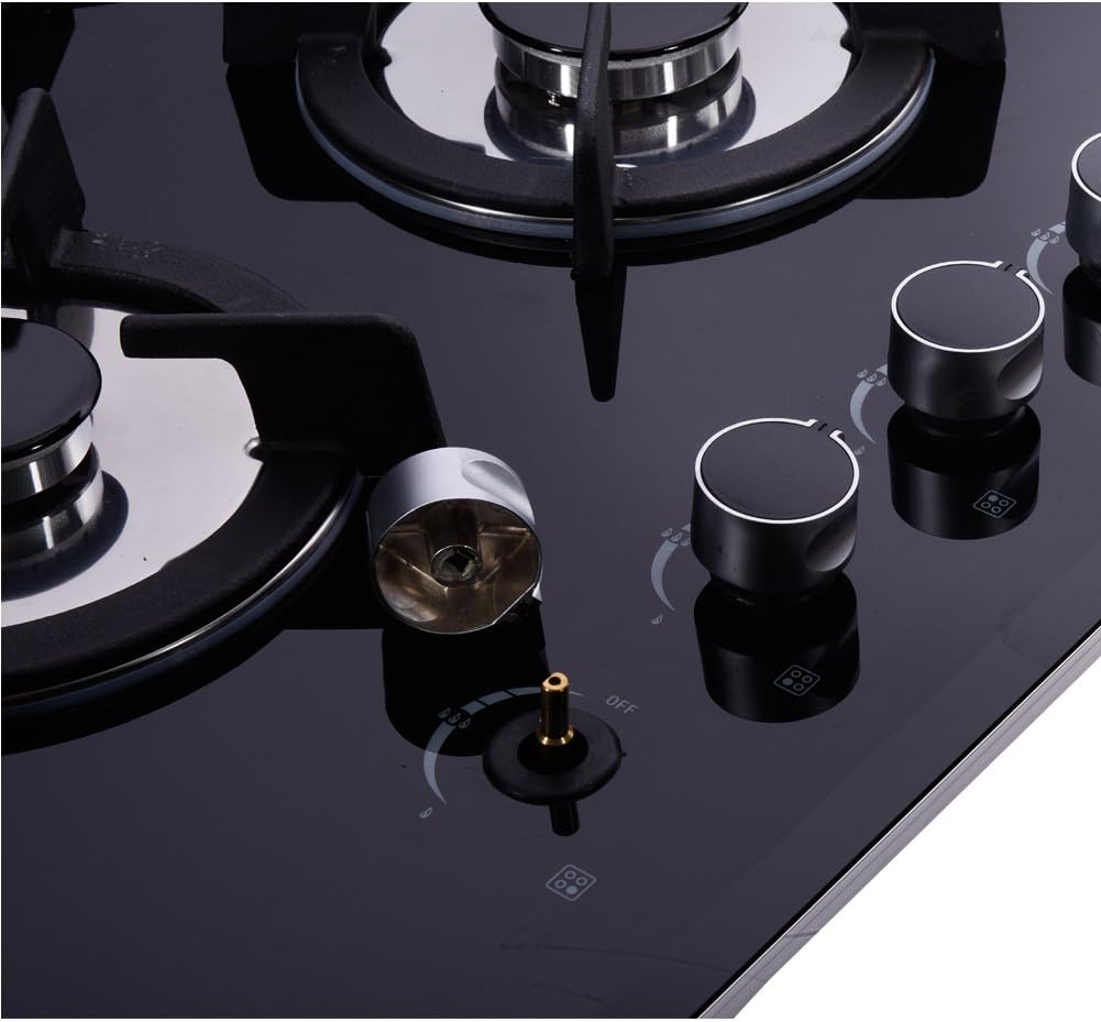 Deli-kit® 24 inch Gas Cooktop Dual Fuel Sealed 4 Burners Tempered Glass Gas Cooktop Drop-in Gas Hob DK145-A01S Gas Cooker