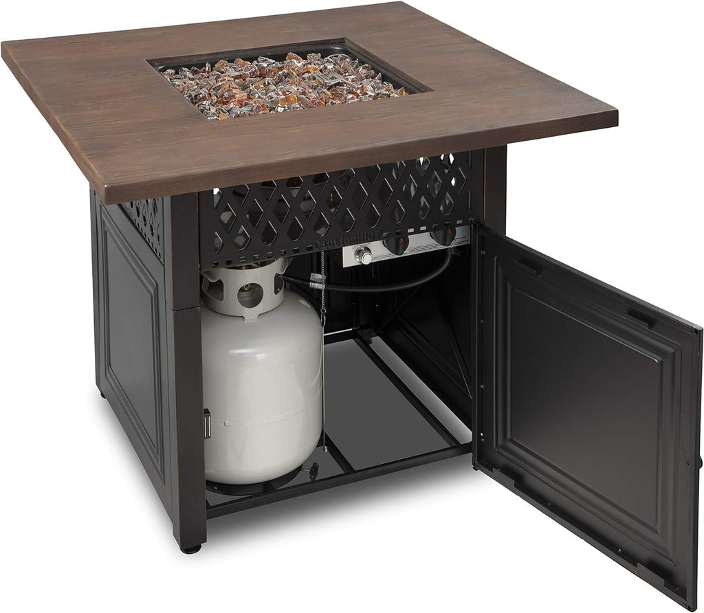 DualHeat by Endless Summer, The Donovan, 38' Square Propane Gas Outdoor Fire Pit Plus Patio Heater