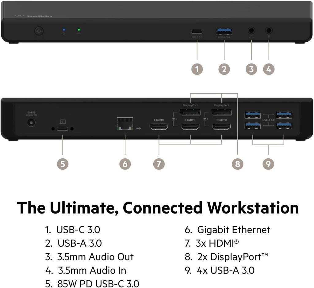 Belkin Docking Station Universal USB C Triple Display Docking Station
