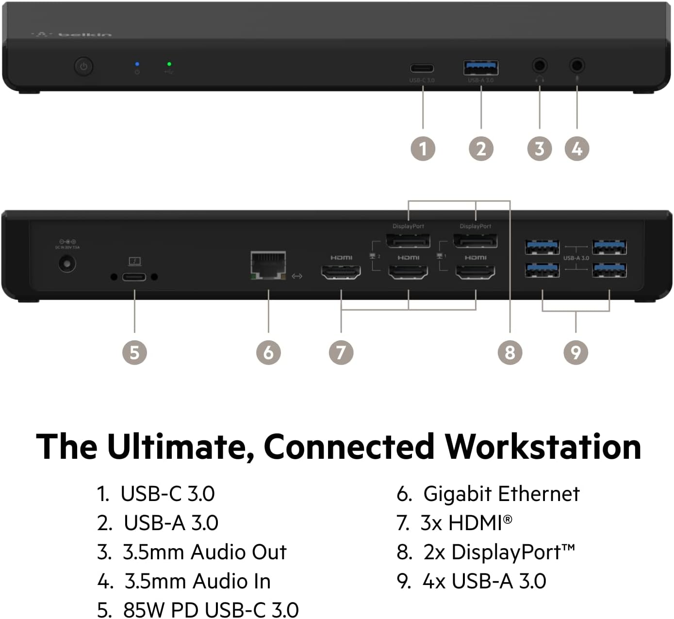 Belkin Docking Station Universal USB C Triple Display Docking Station