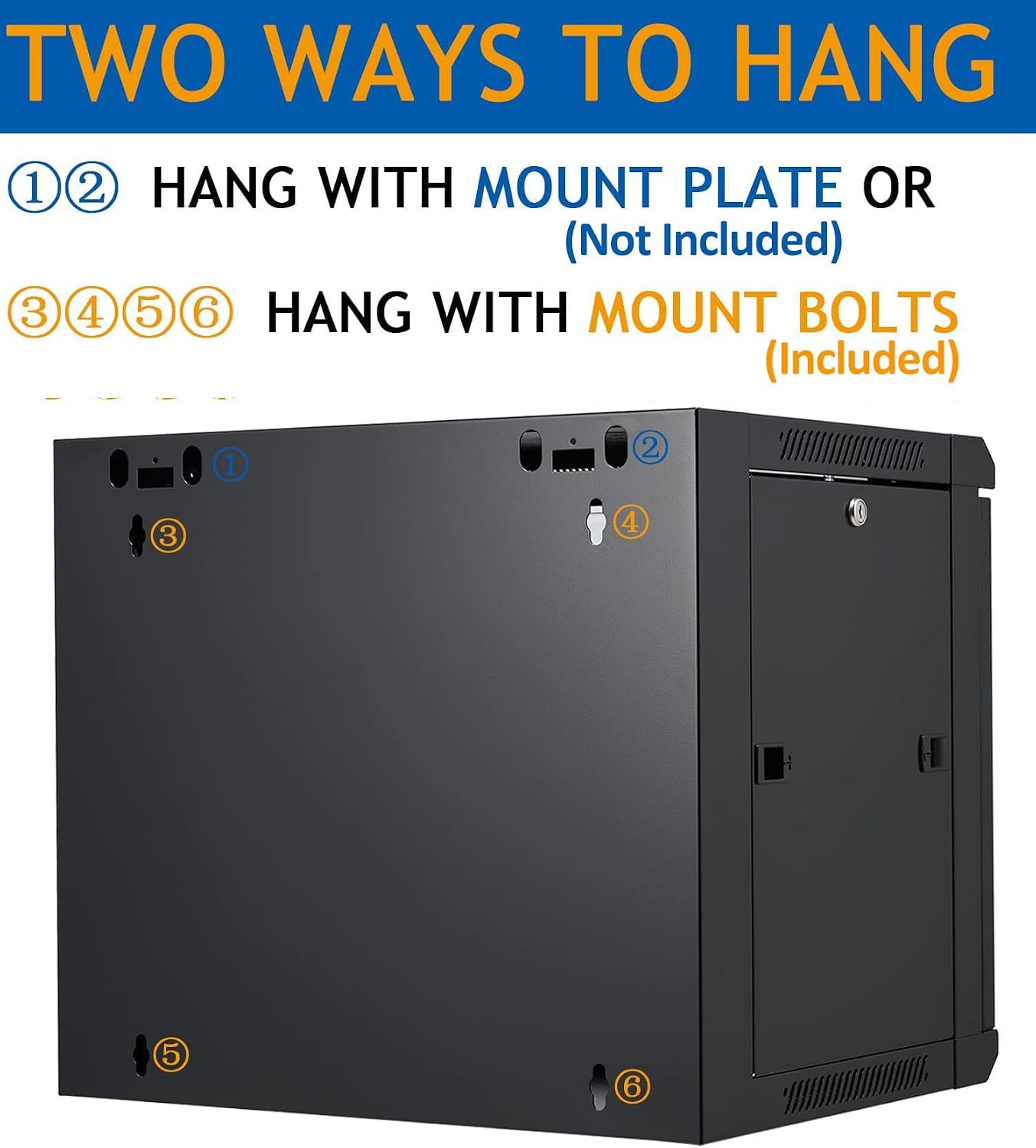 9U Wall Mount Server Cabinet Network Rack Enclosure Locking Glass Door