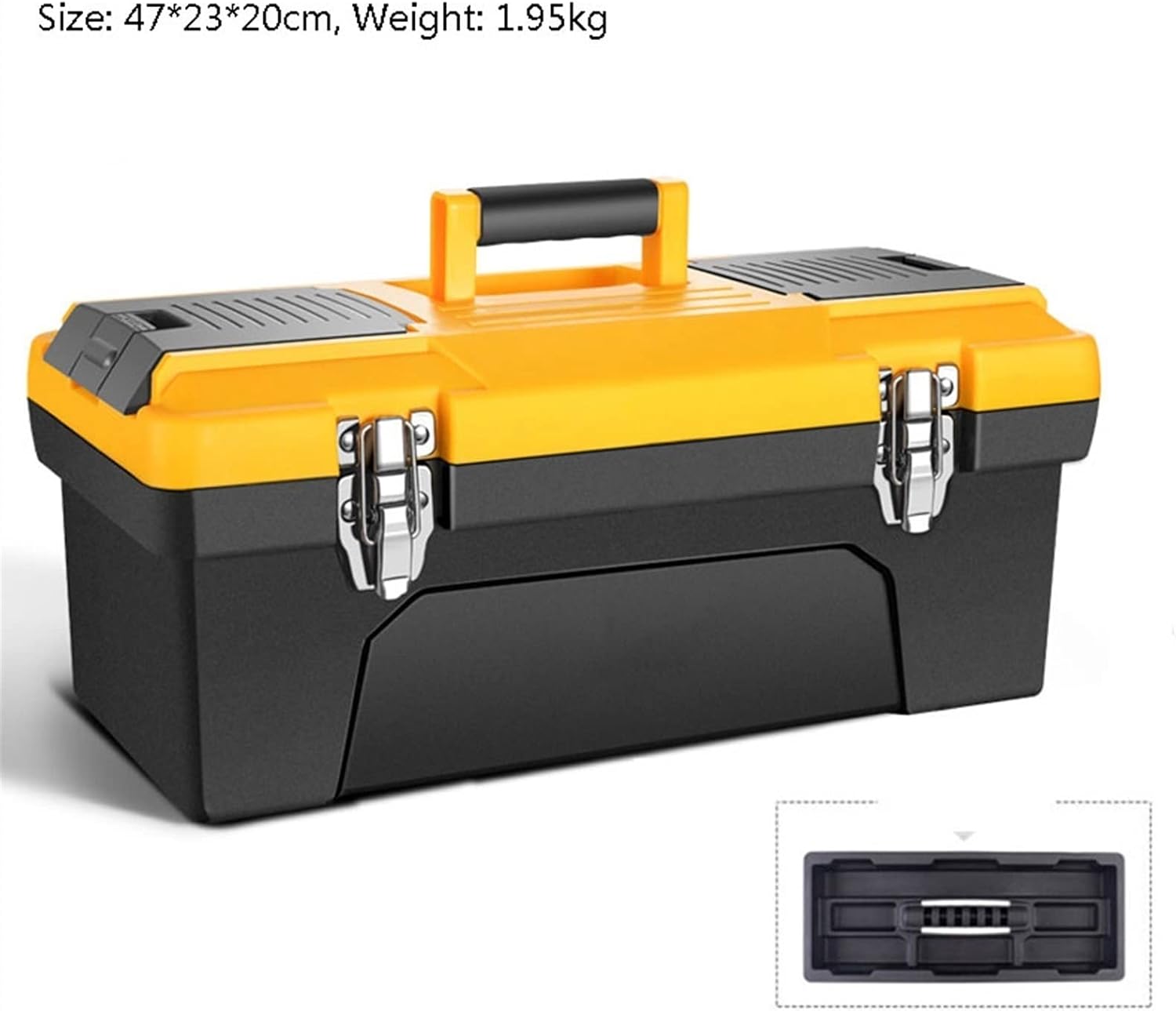 Portable Tool Box Portable Tool Box Lockable Storage Tool Box Organizer with Removable Tray and Stainless Steel Double Lock, Black Small Parts Box (Size : L)