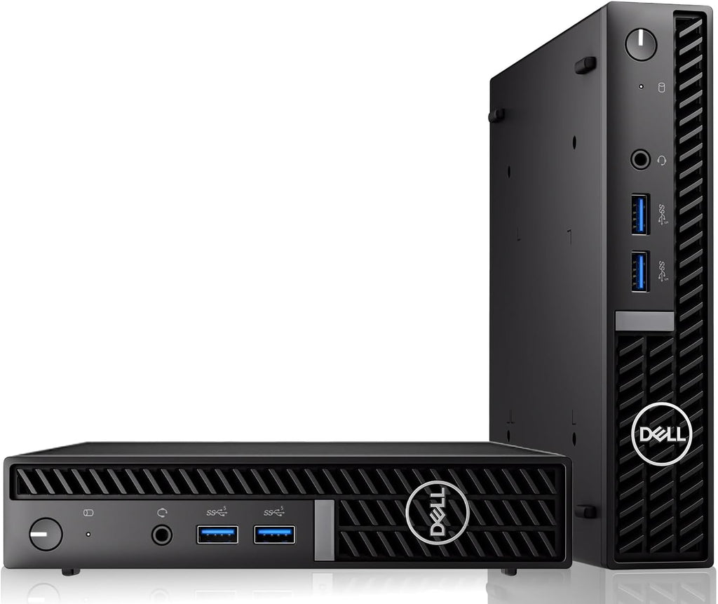 Dell Optiplex Tiny Mini Desktop PC, Intel Core i5, 32GB RAM, 1TB SSD Dual with 24 inch Curved Monitor, AI Enabled RGB Keyboard Mouse, RGB Soundbar and Webcam Windows 11 Pro (Renewed)
