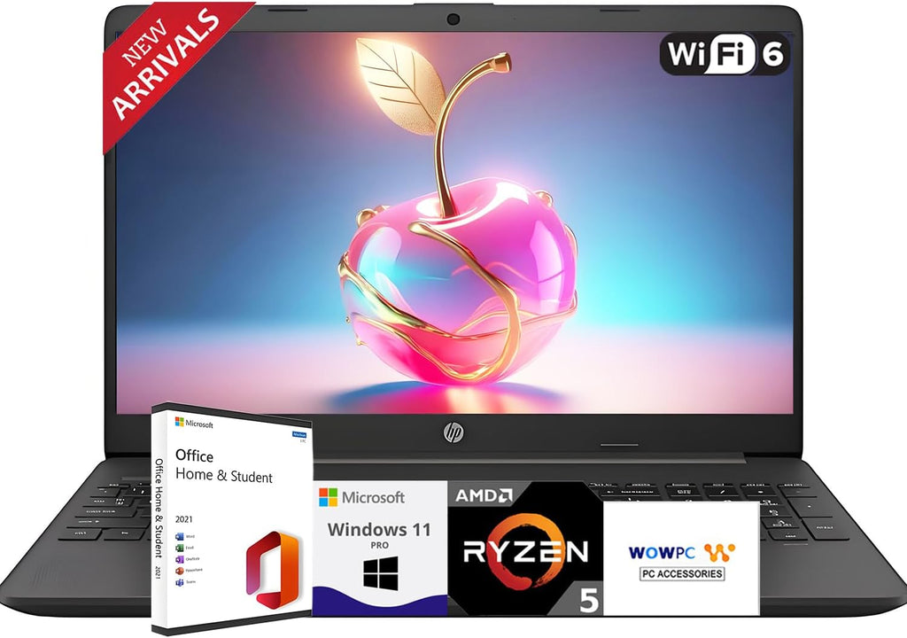 HP 2025 New 15.6' Business and Student Laptop, AMD Ryzen 5 7000-Series(Outperforms i7-1165G7), 64GB RAM, 1TB SSD, Ultra Quiet Design, Long Battery Life, Windows 11 Pro with Microsoft Office, WOWPC