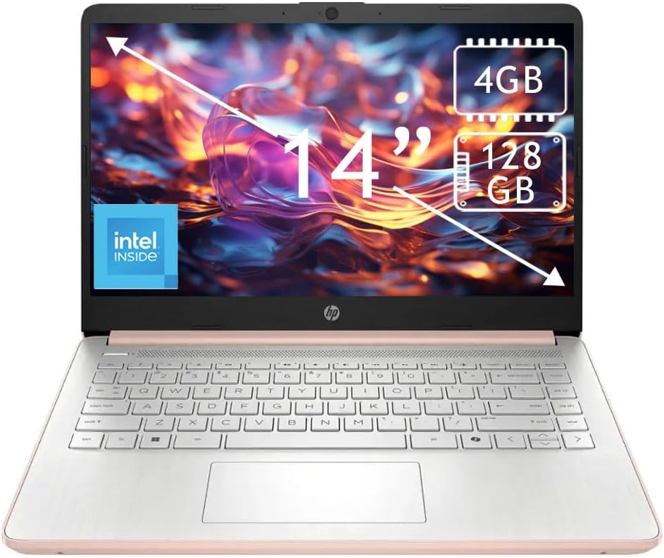 HP Business Student Laptop Computer - Windows 11 Pro & 1-Year Microsoft Office 365 | 14 inch HD | AI-Powered, Long Batter Hr N-Serious Laptop| 16GB RAM, 128GB UFS, 256GB Extend Micro SD