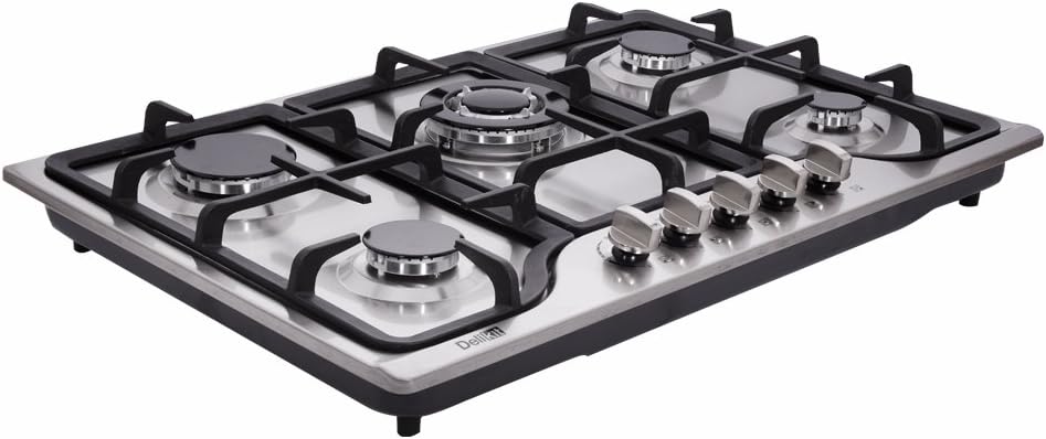 30 Inch Gas Cooktop - Dual Fuel Sealed 5 Burners Drop-In Stainless Steel Hob DK257-A01