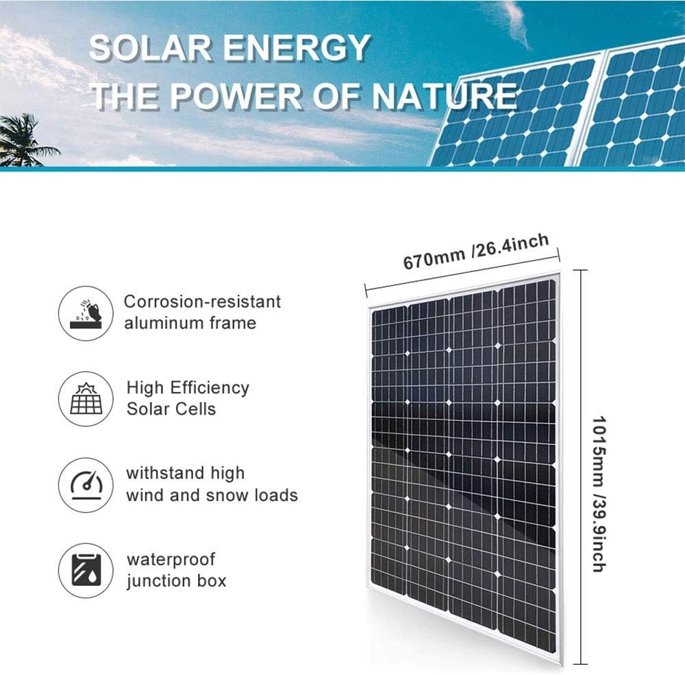 120 Watt 12 Volt Solar Panel Monocrystalline Solar Module for RV Boat Marine Caravan 12V Battery Charging