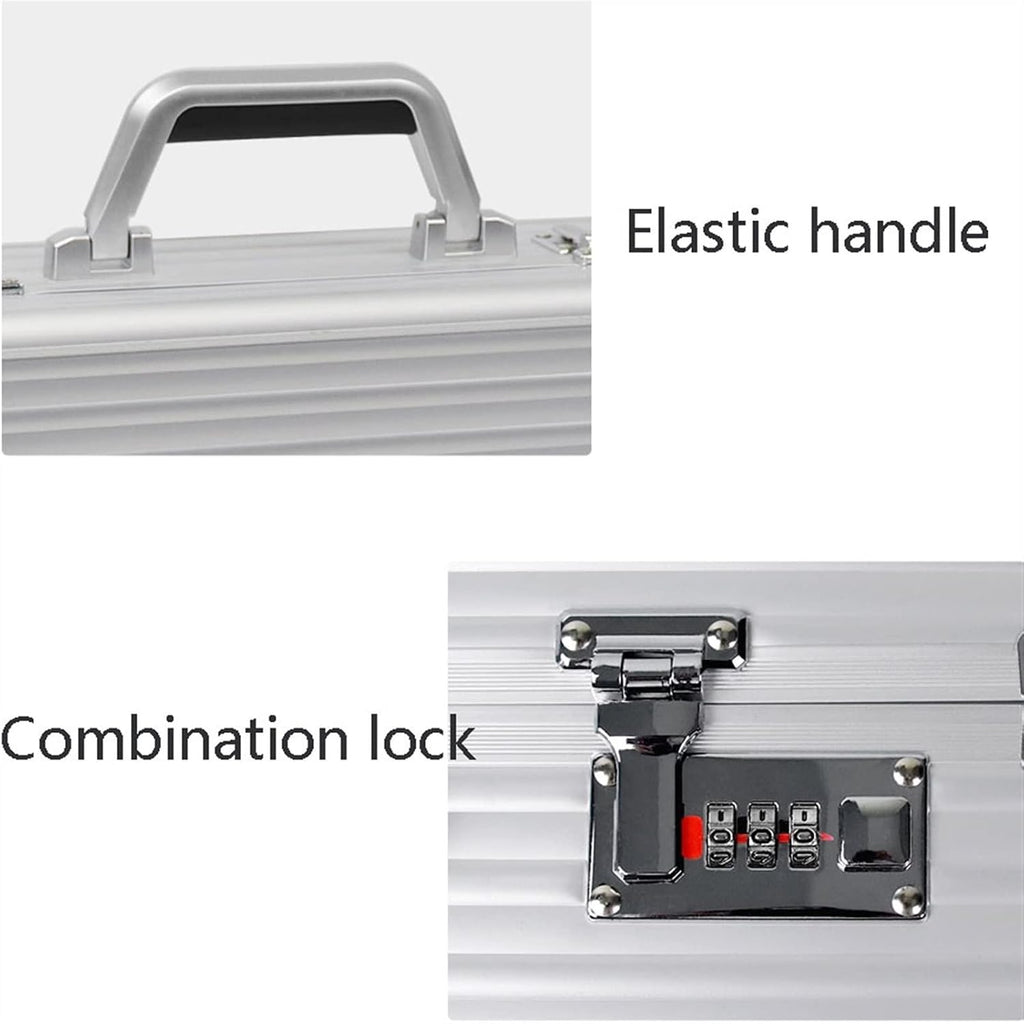 Portable Tool Box Portable Aluminum Hard Tool Box Multifunctional Password Storage Tool Box Suitcase with Handle Storage Box Small Parts Box (Size : 40.5 * 28.5 * 12.5CM)