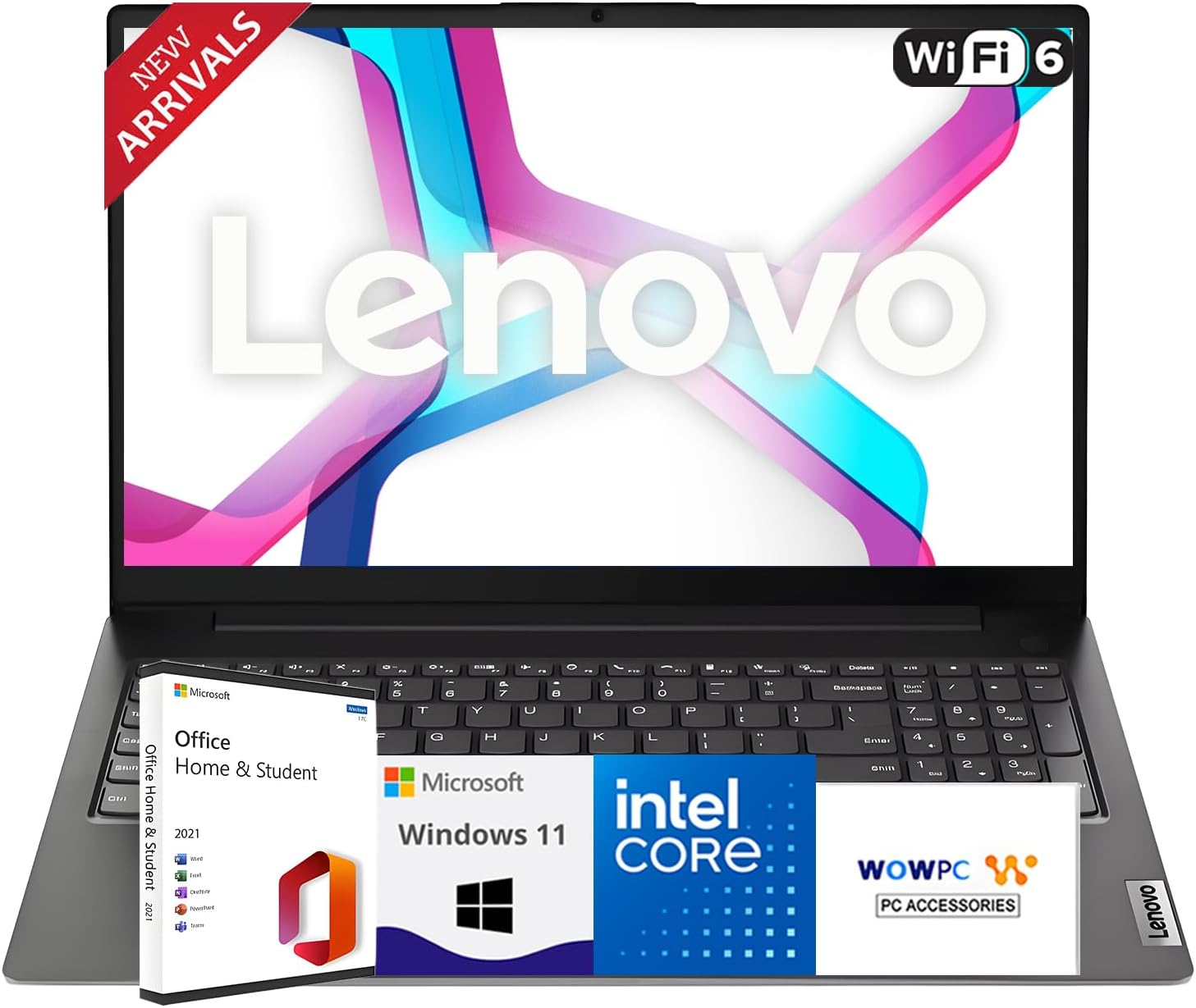 Lenovo 2025 New V15 Business Laptop(2025/2026 Edition) with Microsoft Office, Intel Powerful CPU, 16GB RAM, 512GB SSD, 15.6' FHD Display, Ultra Quiet Design, Long Battery Life, Windows 11 Pro-WOWPC