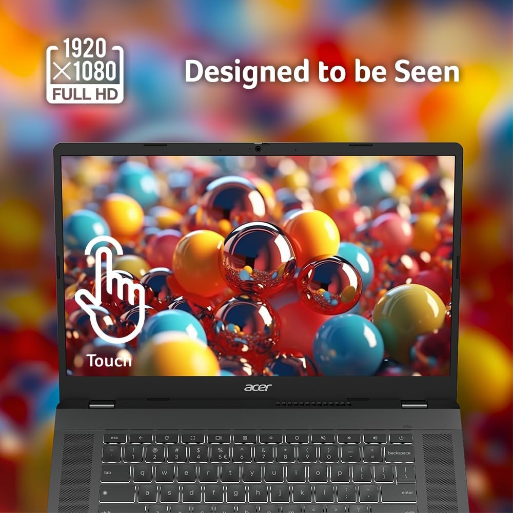 acer Chromebook Plus 515 Laptop with Google AI – 15.6' Full HD 1920 x 1080 IPS Touch Display | Intel Core i3-1305U | 8GB LPDDR5X | 256GB SSD | Wi-Fi 6E | FHD Camera | Chrome OS | CB515-2HT-33M4