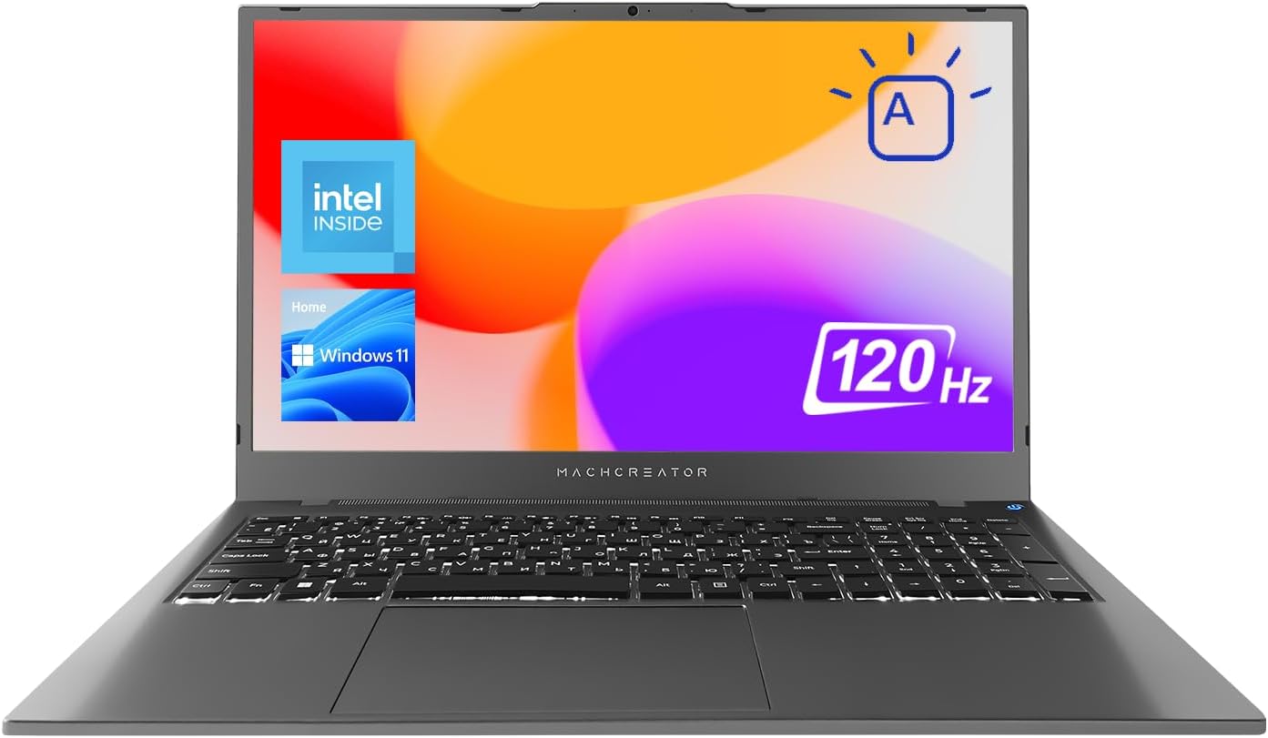 Machenike Machcreator N17A 17.3' Laptop, 17.3' FHD 120Hz Display, 4-Cores Intel Processor, 8GB DDR5 RAM, 256GB PCIe SSD, HDMI, Webcam, Backlit Keyboard, SD Card Reader, Wi-Fi, Windows 11 Home, Grey