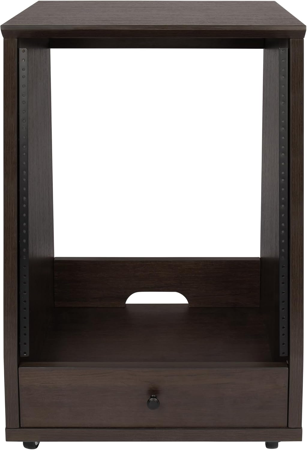 Gator Frameworks Elite Furniture Series 12U Angled Studio Rack with Locking Casters, Dark Walnut Brown Finish (GFW-ELITESTUDIORK12-BRN)