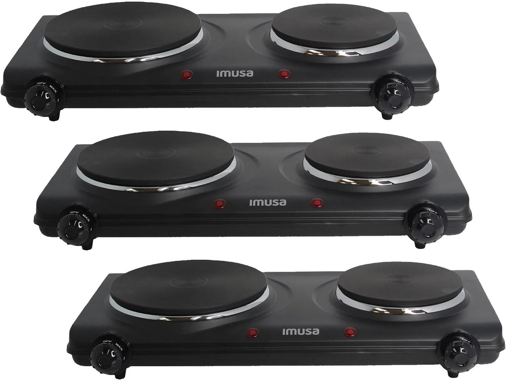IMUSA Double Electric Hot Plate, Black (Pack of 3)