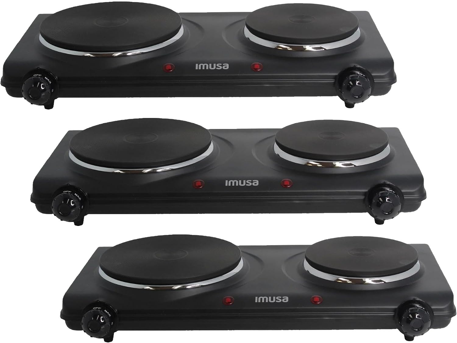 IMUSA Double Electric Hot Plate, Black (Pack of 3)