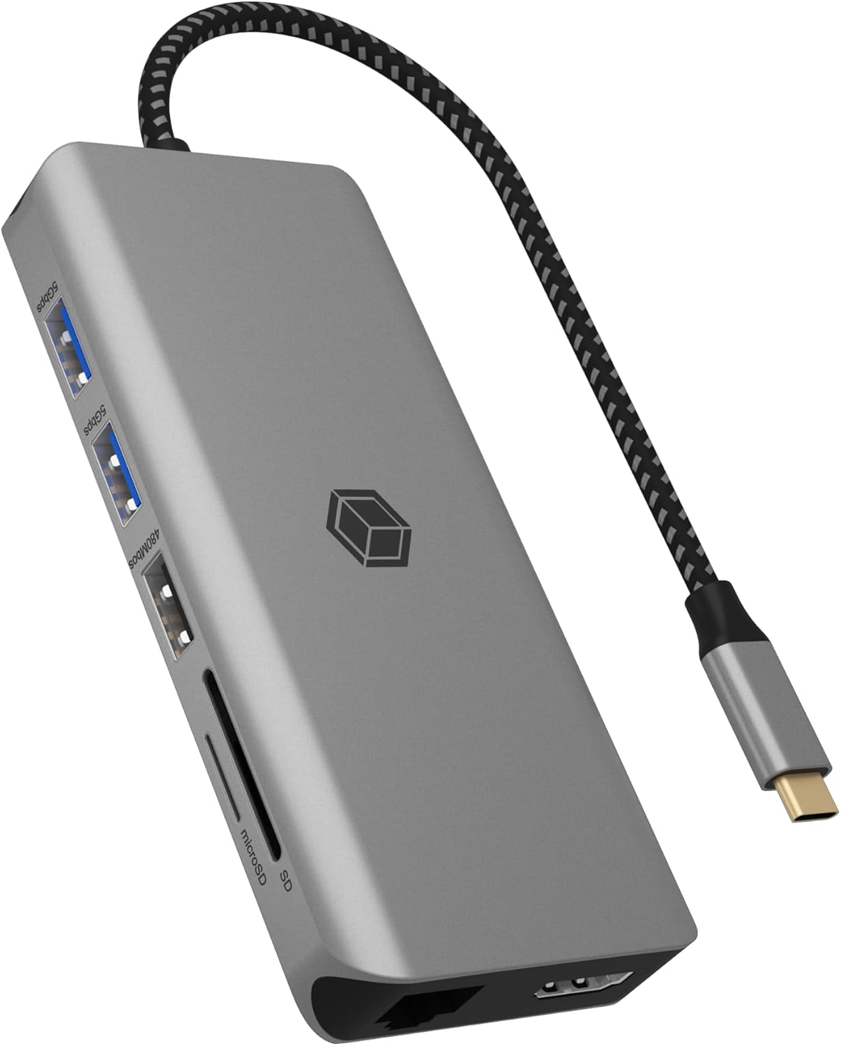 ICY BOX USB-C Docking Station (12-in-1) for 2 Monitors (2X HDMI), 4K 60Hz, 5X USB 3.0 HUB, 100W Power Delivery, Gigabit Ethernet, SD Card Reader, IB-DK4061-CPD