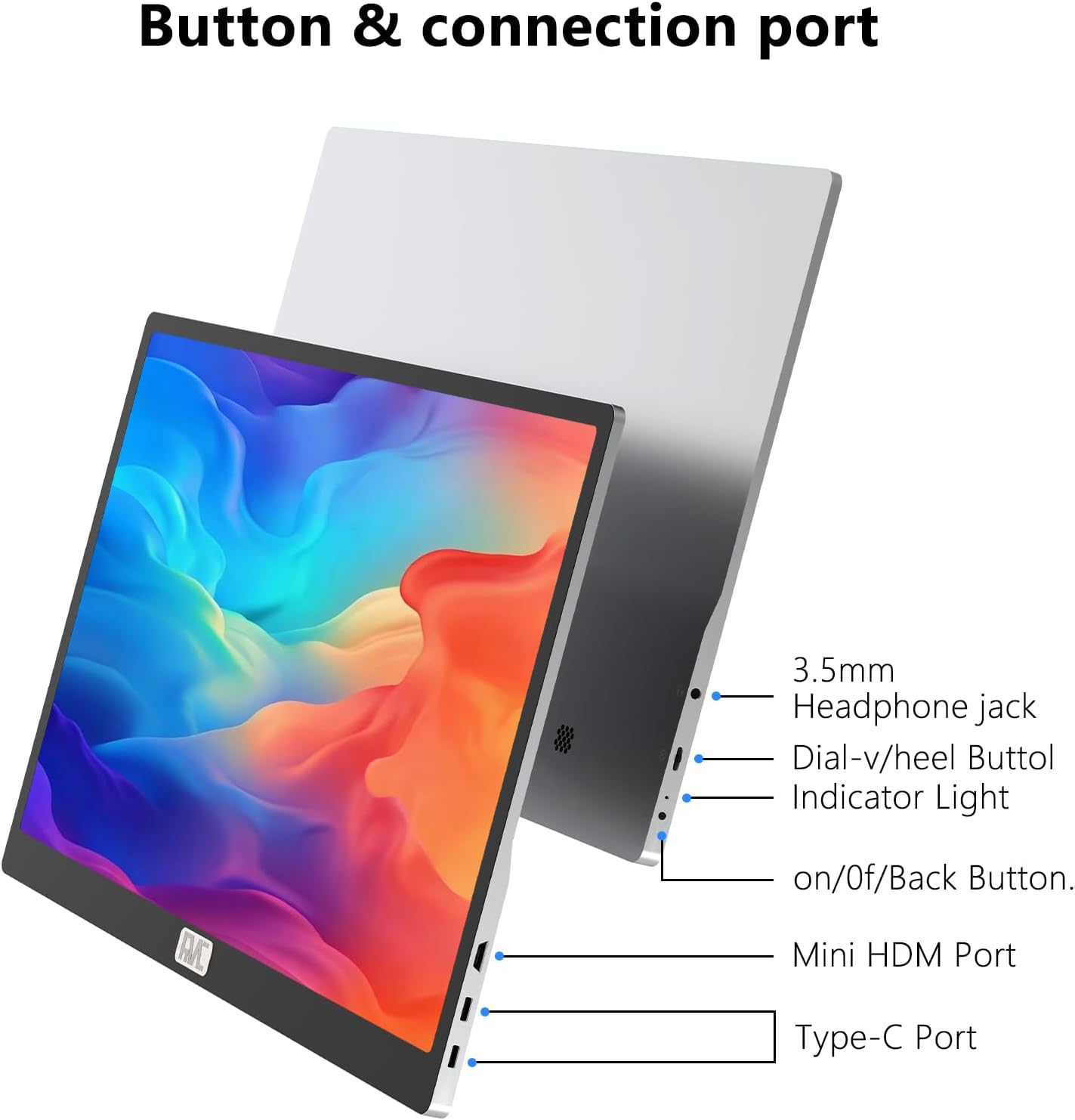 Portable Monitor,4K Portable Touchscreen Monitor,15.6' High Resolution Monitor,IPS External,Touchscreen HDR HDMI USB-C Travel Monitor for Laptop MacBook Pc Surface PS5 Xbox (15.6')