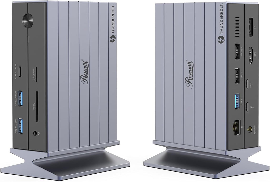 Rosewill 14-in-1 Thunderbolt 4 Certified, Laptop Docking Station with 100W Charging, 8K Display, Triple 4K Monitor Display for Windows and Mac, 135W Power Adapter & 40Gbps Data Transfer - RHUB-TB14