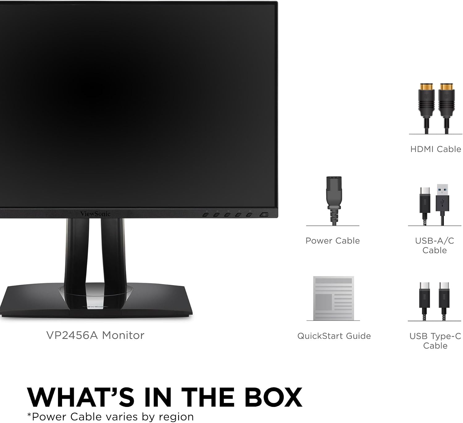 ViewSonic VP2456A 24 Inch 1080p ColorPro Monitor, IPS with 100% sRGB and Pantone Validated for Professional Graphic Design, Advanced Ergonomics, 120Hz, 90W USB-C, HDMI, and DisplayPort Inputs