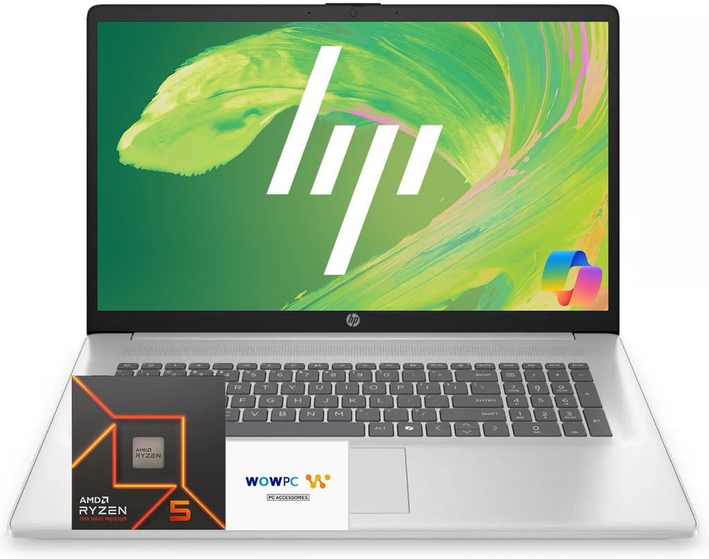 HP 17 Business Laptop 2025/2026 Edition, 17.3' FHD IPS Display, AMD 7000 Series Ryzen Processor (Beats Intel i7-1355U), Copilot Key, 16GB RAM, 512GB SSD, HDMI, Wi-Fi 6, Windows 11, WOWPC USB