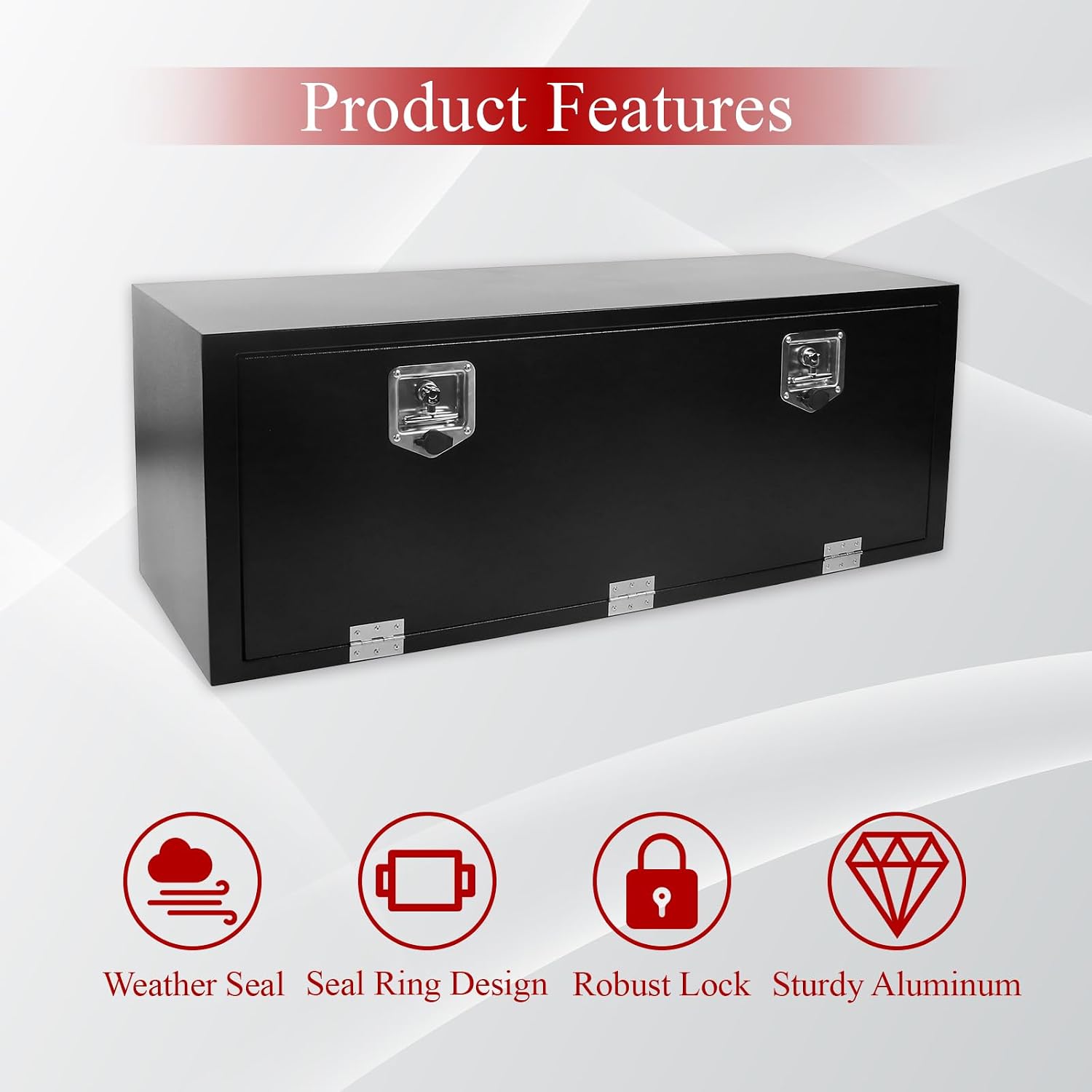 48'' Inch Steel Underbody Truck Tool Box & T-Handle Latch Heavy Duty For Trucks Trailers RV ATV Pickup Trucks Flatbeds Organization Storage Job Tool Chest -48'(L) x 18'(W) x 18'(H) Black