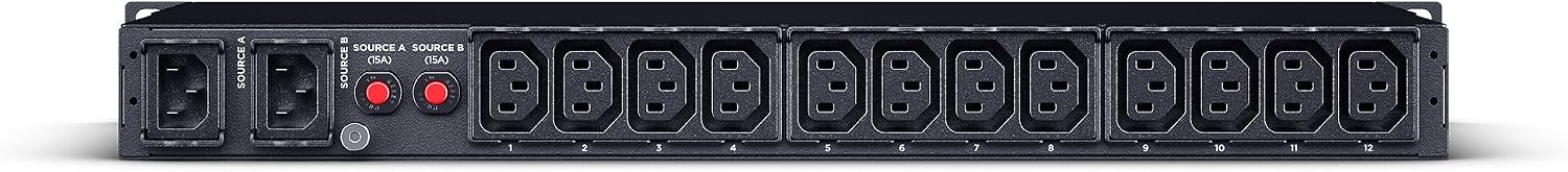 CyberPower PDU24004 Metered ATS PDU, 200-240V, 15A (Derated to 12A), 12 Outlets, 1U Rackmount