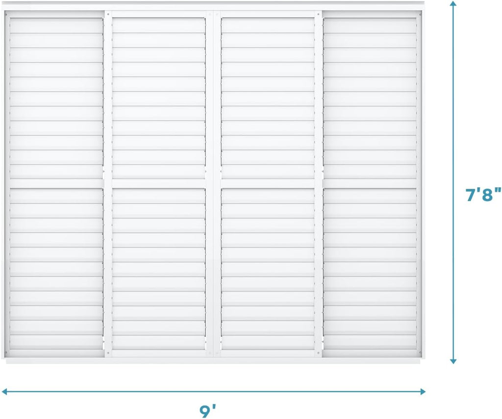 Mirador Accessory - 10' Sliding Louver Door for Mirador Pergola 111 Series, 4 Panel Detachable Moveable Sun Shade Privacy Door, White