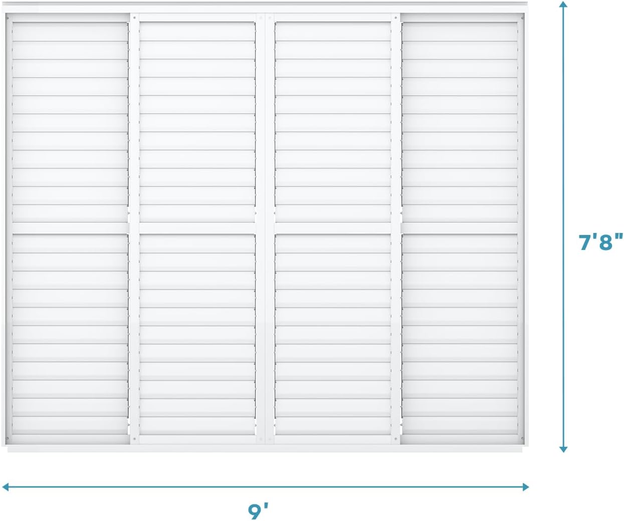 Mirador Accessory - 10' Sliding Louver Door for Mirador Pergola 111 Series, 4 Panel Detachable Moveable Sun Shade Privacy Door, White