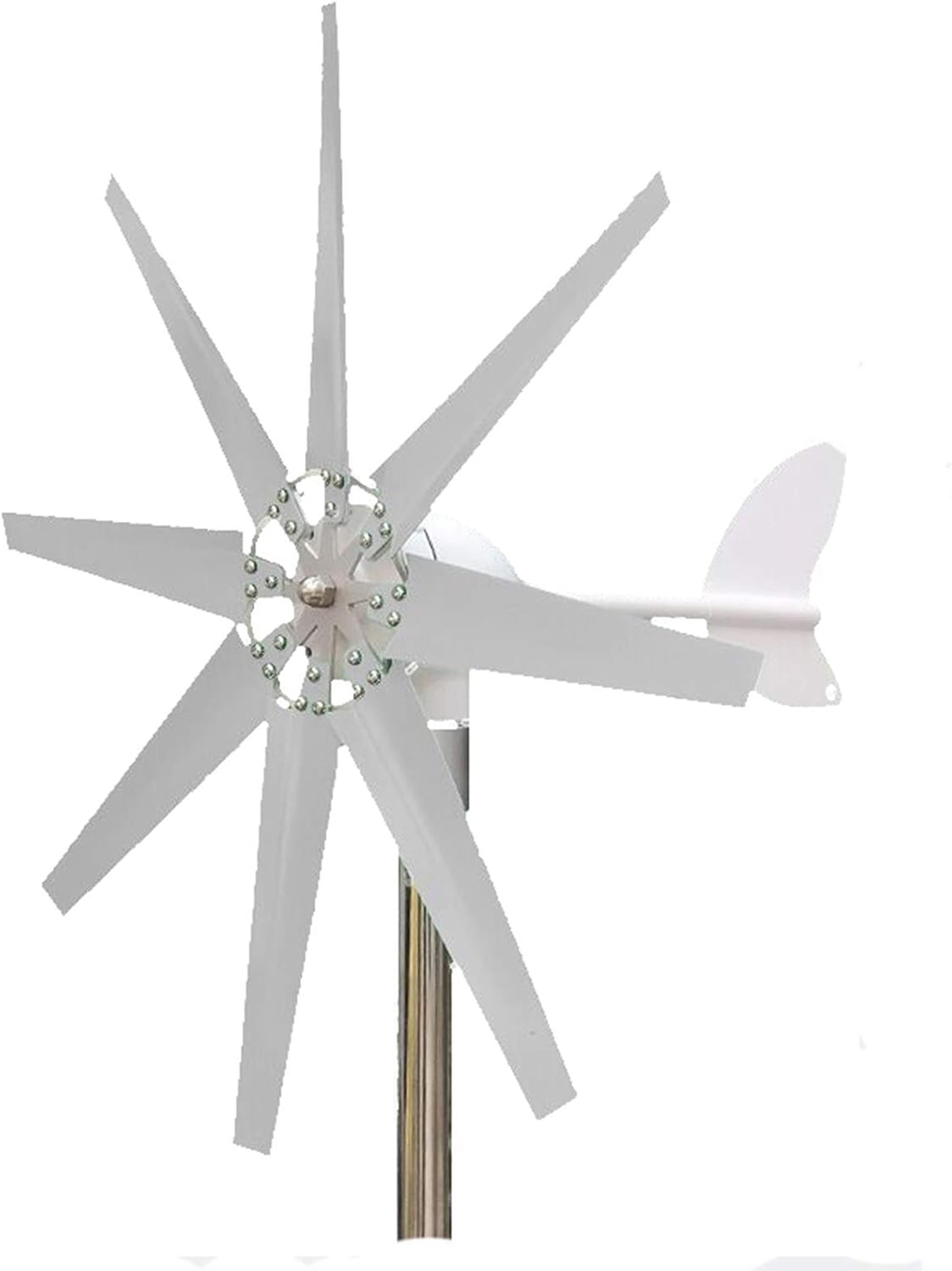 Wind Turbine Generator 12V 24V 48V 1000W-5000W Portable Wind Power with MPPT Controller 8 Blades for Garden Lighting(White)