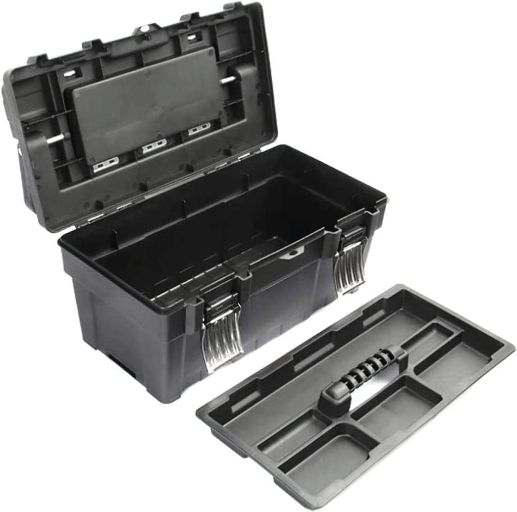 LIOONS Tool Box 2 Layer Plastic Alloy Long Handle Tool Boxes Portable Tool Kit Removable Tray Lightweight Storage Case Tool Kit