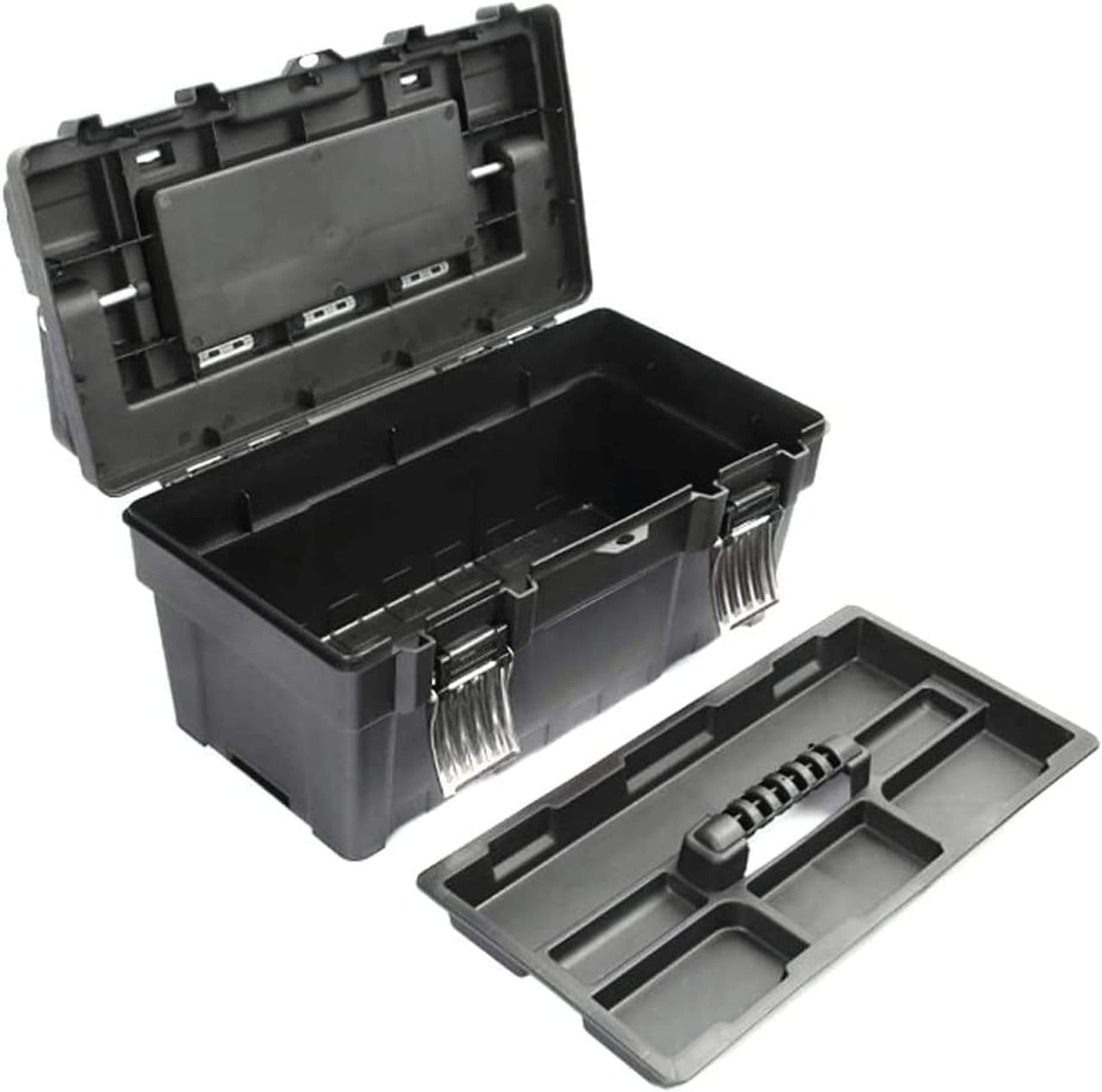 LIOONS Tool Box 2 Layer Plastic Alloy Long Handle Tool Boxes Portable Tool Kit Removable Tray Lightweight Storage Case Tool Kit