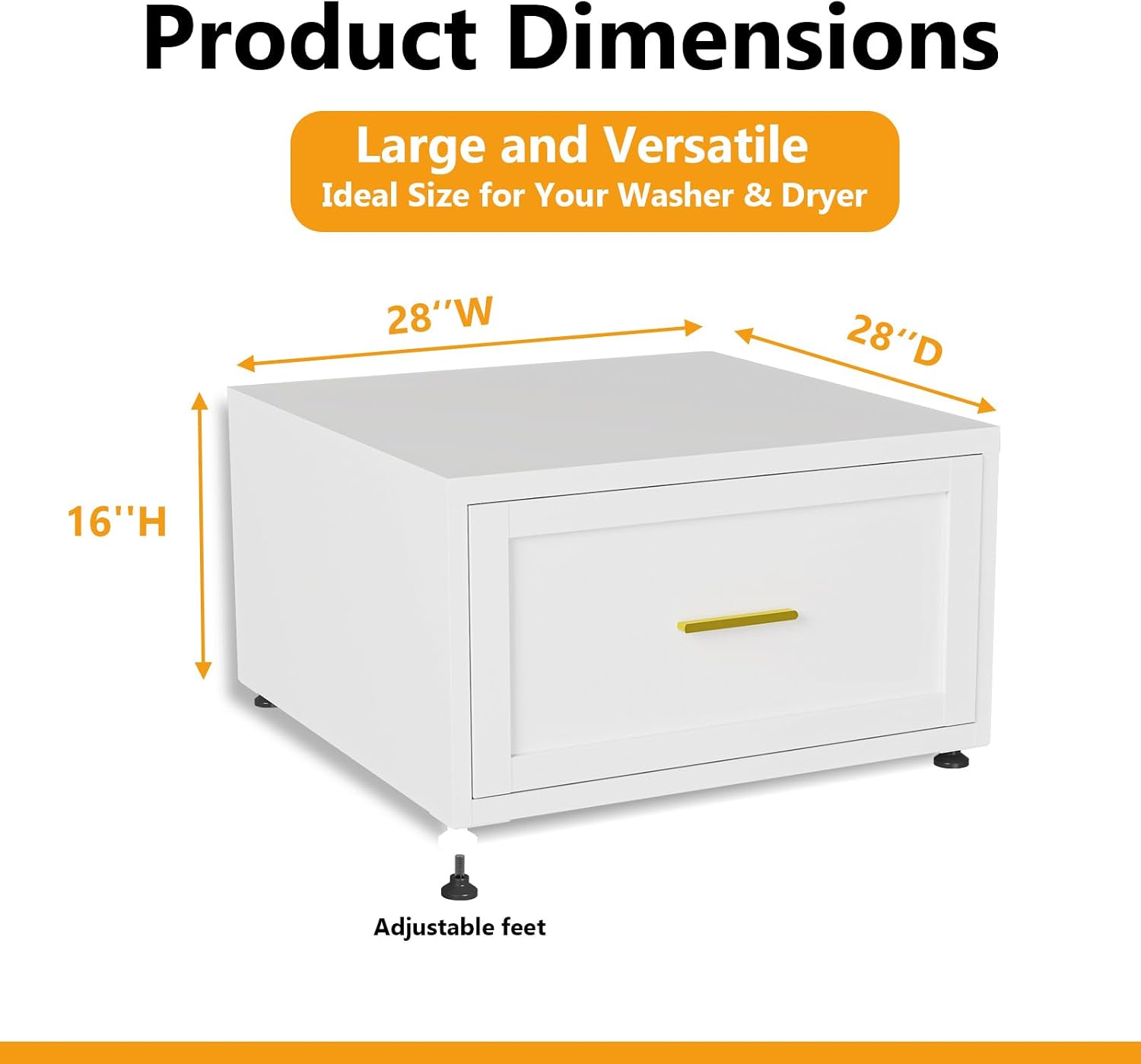 Laundry Pedestal Heavy Duty Metal Washer and Dryer Pedestals, 16'H Universal Fit Washer Stand Base, Washing Machine Stand with Storage Drawer, 440lbs Mini Fridge Stand, (White, 1PCS)