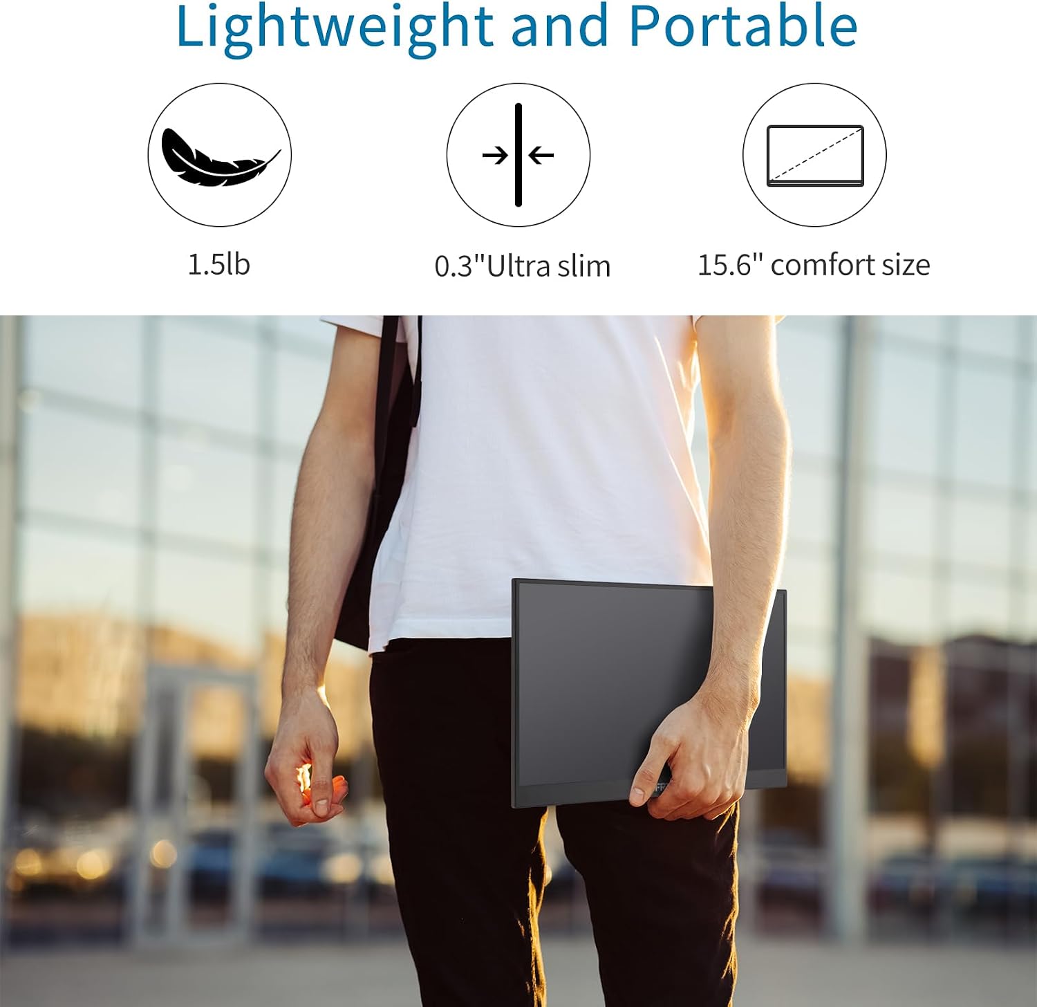 Portable Monitor Touchscreen 15.6', 1920x1080 60Hz FHD IPS HDR 10-Point Touch Screen Monitor with Built-in Stand & Speaker, HDMI USB C VESA External Travel Monitors for Laptop, PC, Mac, Phone