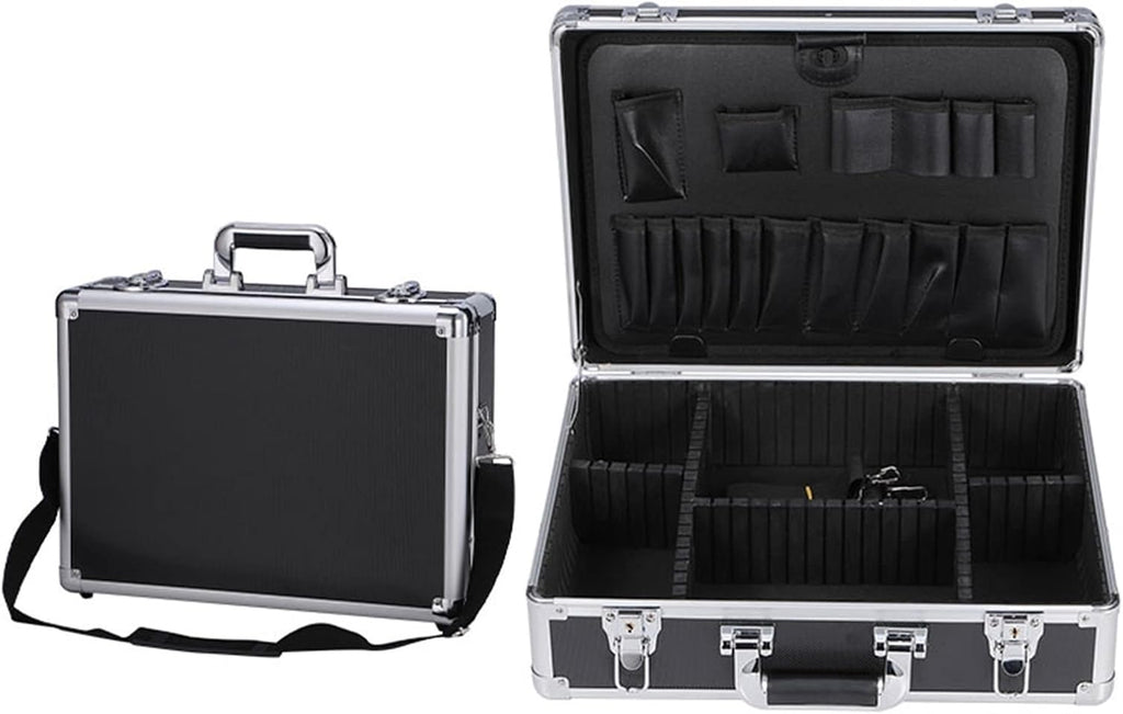 Portable Tool Box Tool Box Portable Storage Tool Box Aluminum Tool Storage Box Safe with Removable Compartment, Black Small Parts Box (Color : Brass)