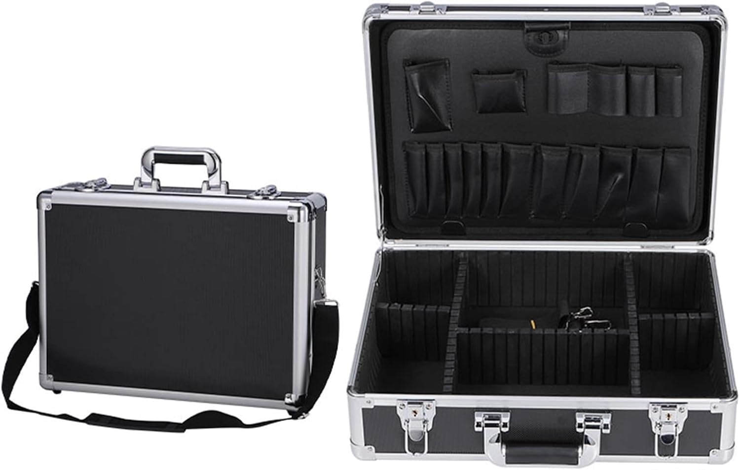 Portable Tool Box Tool Box Portable Storage Tool Box Aluminum Tool Storage Box Safe with Removable Compartment, Black Small Parts Box (Color : Brass)