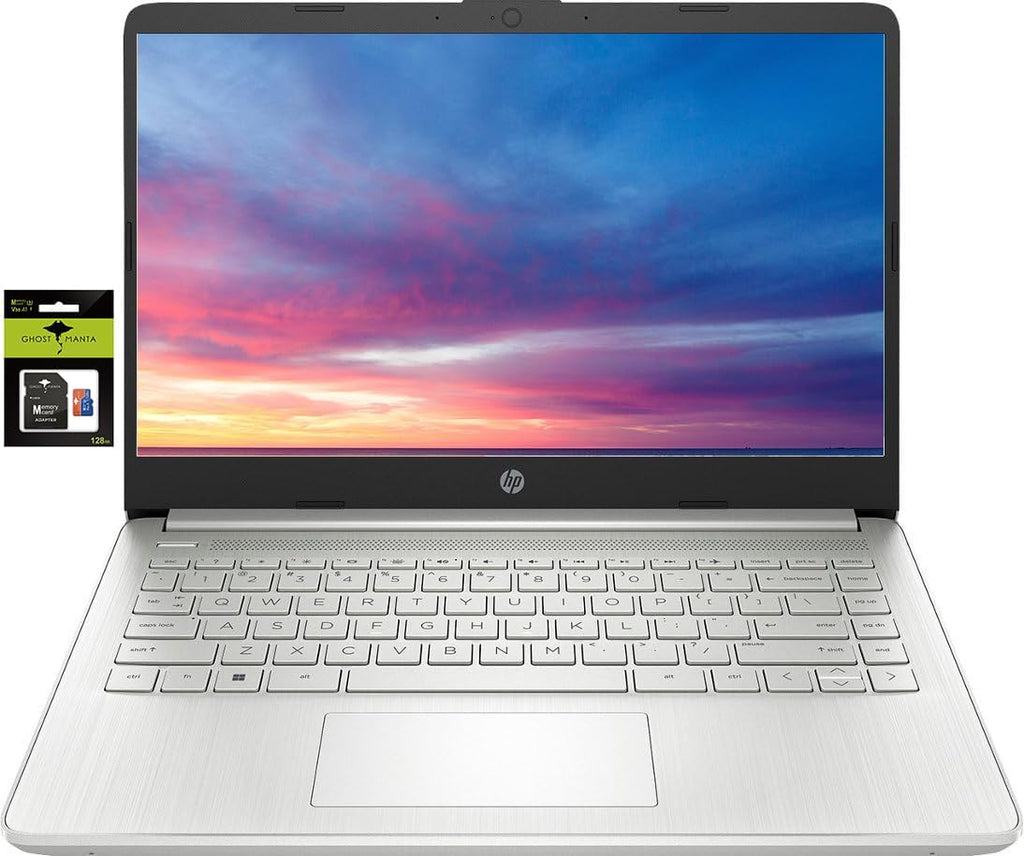 HP 14' Laptop Stream Ultral Light for Students and Business, Quad-core Intel Celeron Processor, 8GB RAM, 256GB Storage (128GB eMMC+128GB SD Card), 1 Year Office 365, HDMI, Win 11