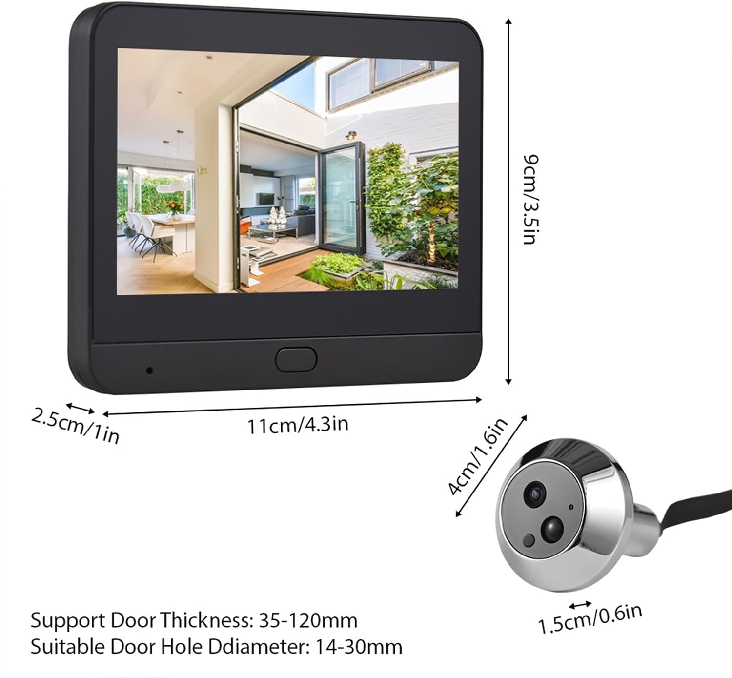 Smart Video Doorbell Camera, WiFi Door Peephole Camera with 4.3in Display Monitor, Tuya APP Wireless Digital Door Viewer, Smart Motion Detection, Night Vision, Rechargeable 5000Ah Battery