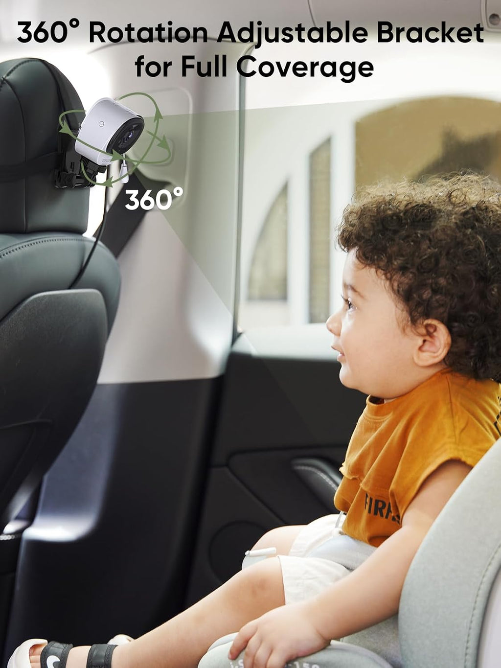 bonoch 5' 1440P Baby Car Camera for 2 Kids - 360° Rotating Adjustable Wide View Dual Cameras, Split Screen Night Vision, Easy Setup Car Seat Monitor, USB Powered with Charger, Shower Gift for Parents