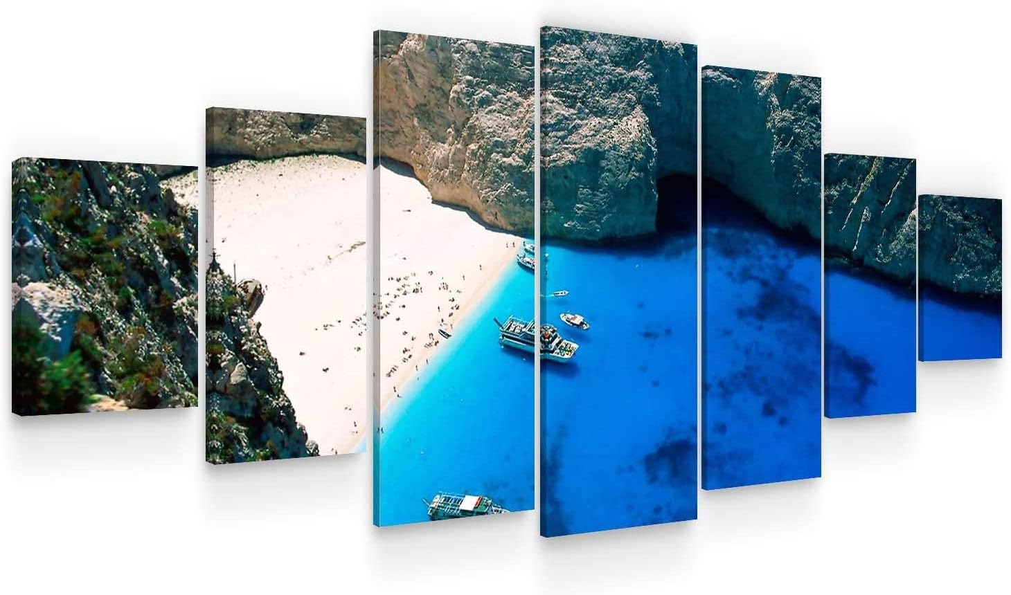 Startonight Huge Canvas Wall Art Blue Laguna - Large Framed Set of 7 40' x 95'