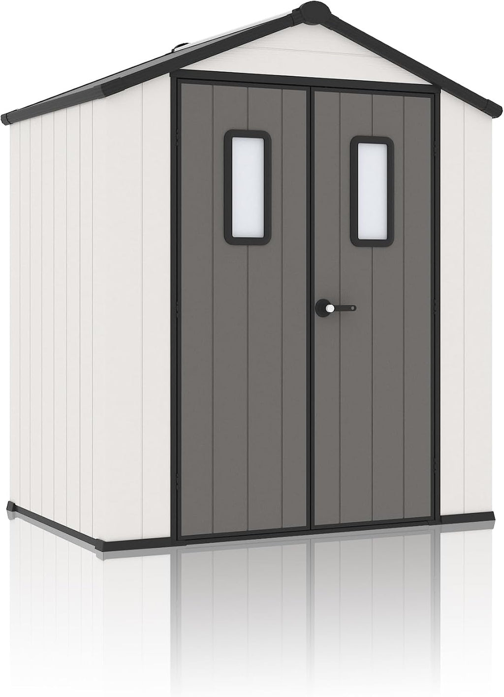 6x4 FT Resin Storage Shed, Featuring 0.6' Thick Panels, Weatherproof Outdoor Tool Shed with Floor for Garden, Lawn, Backyard